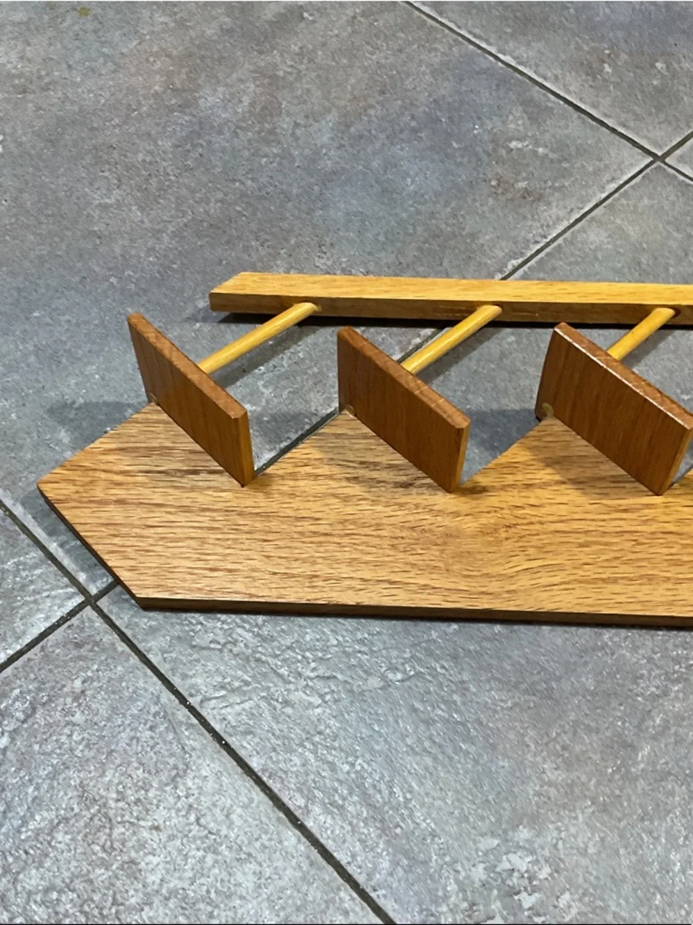 Wooden Wall Rack with Six Pegs - Honey Brown